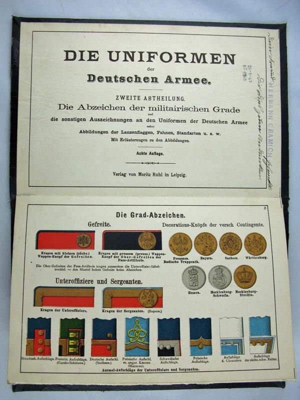Fascicule sur les insignes et grades de l'armée impériale allemande